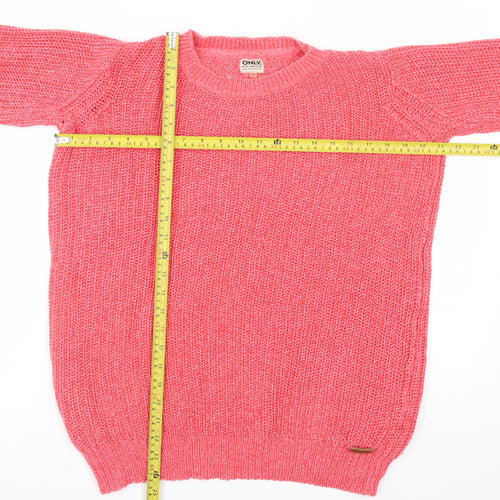 ONLY Unisex Pink Chunky Knit Pullover Jumper Size S