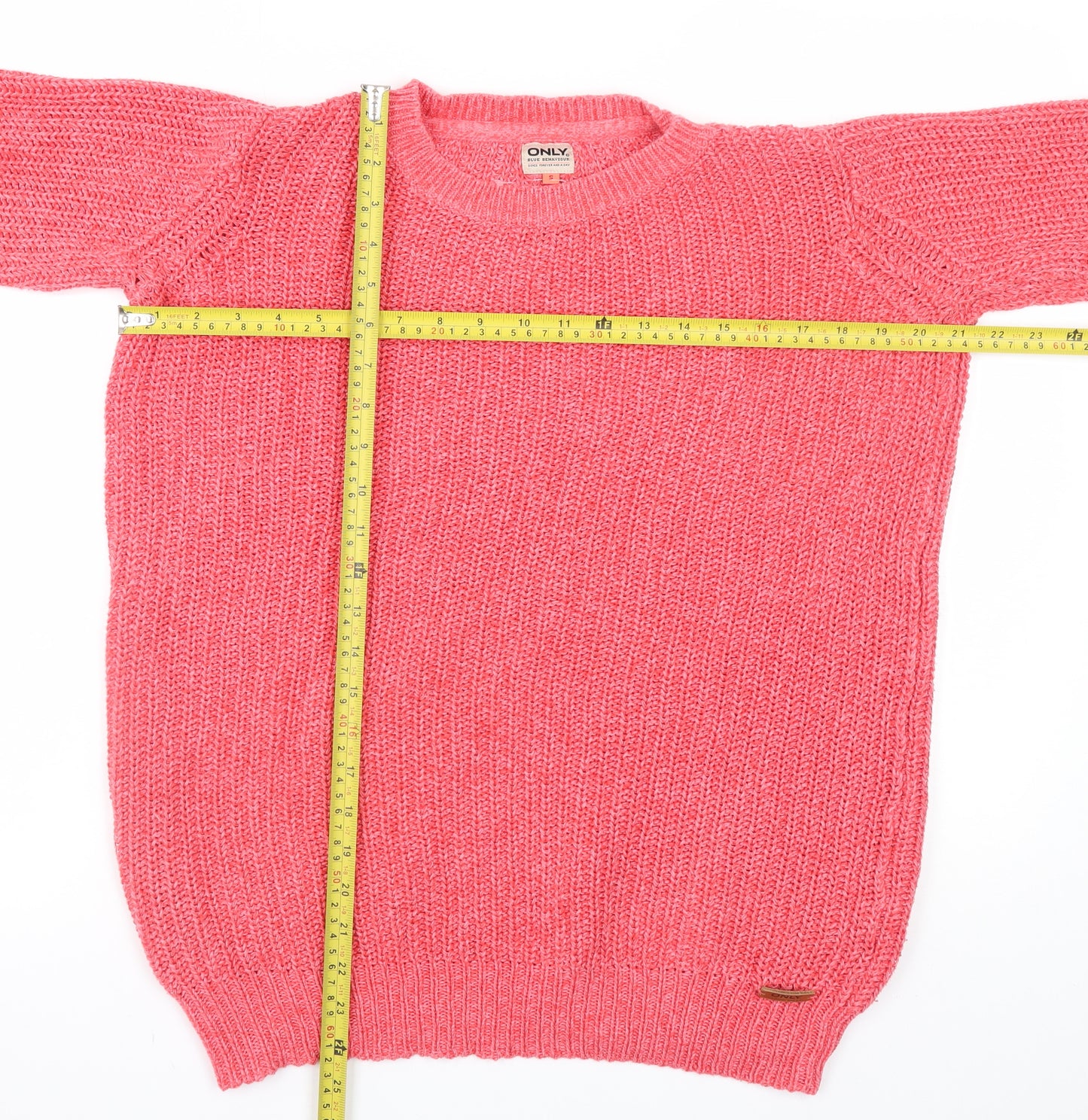 ONLY Unisex Pink Chunky Knit Pullover Jumper Size S