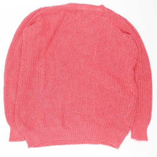 ONLY Unisex Pink Chunky Knit Pullover Jumper Size S