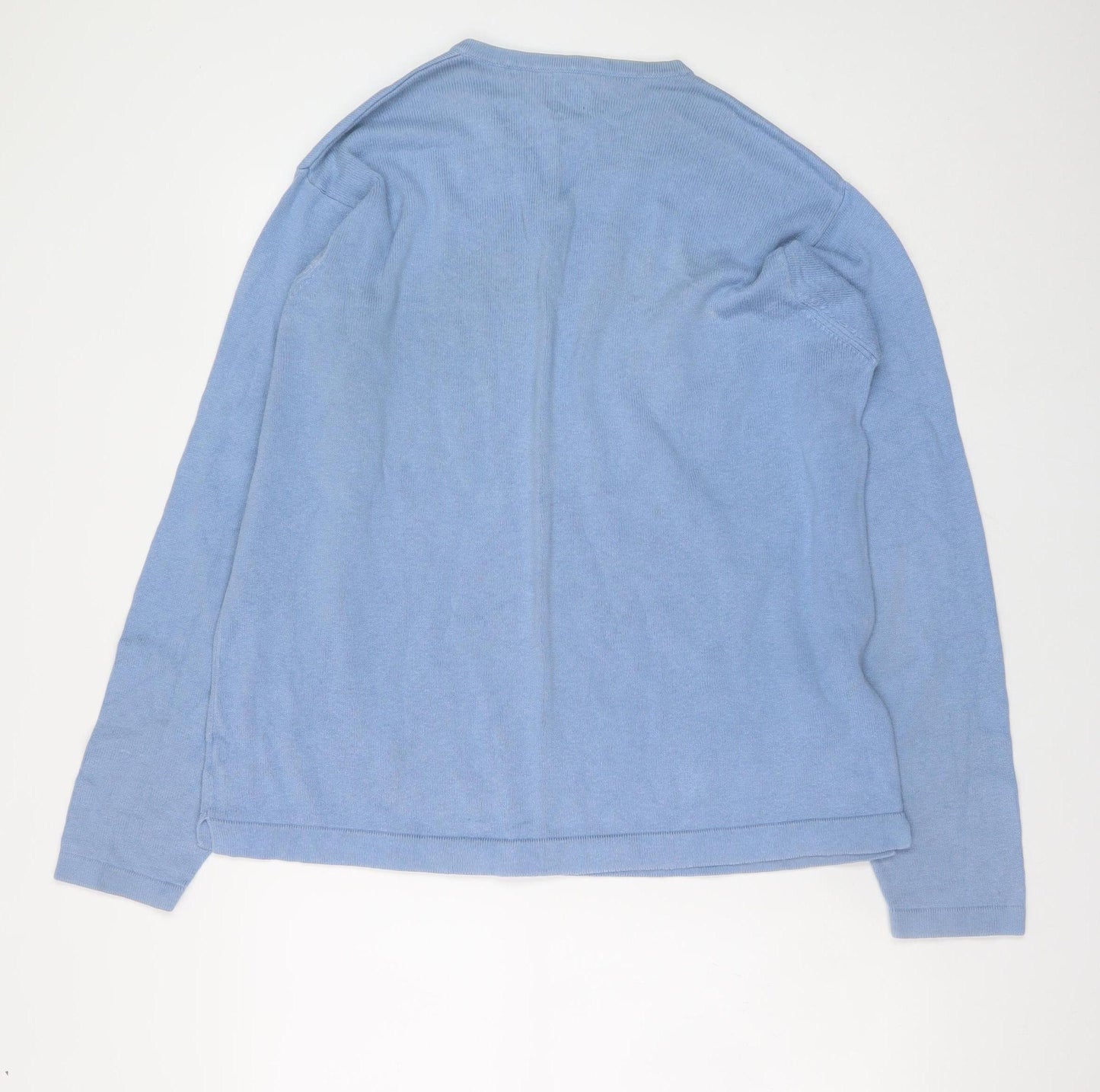 GAP Men's Blue Cotton V-Neck Pullover Jumper Size L