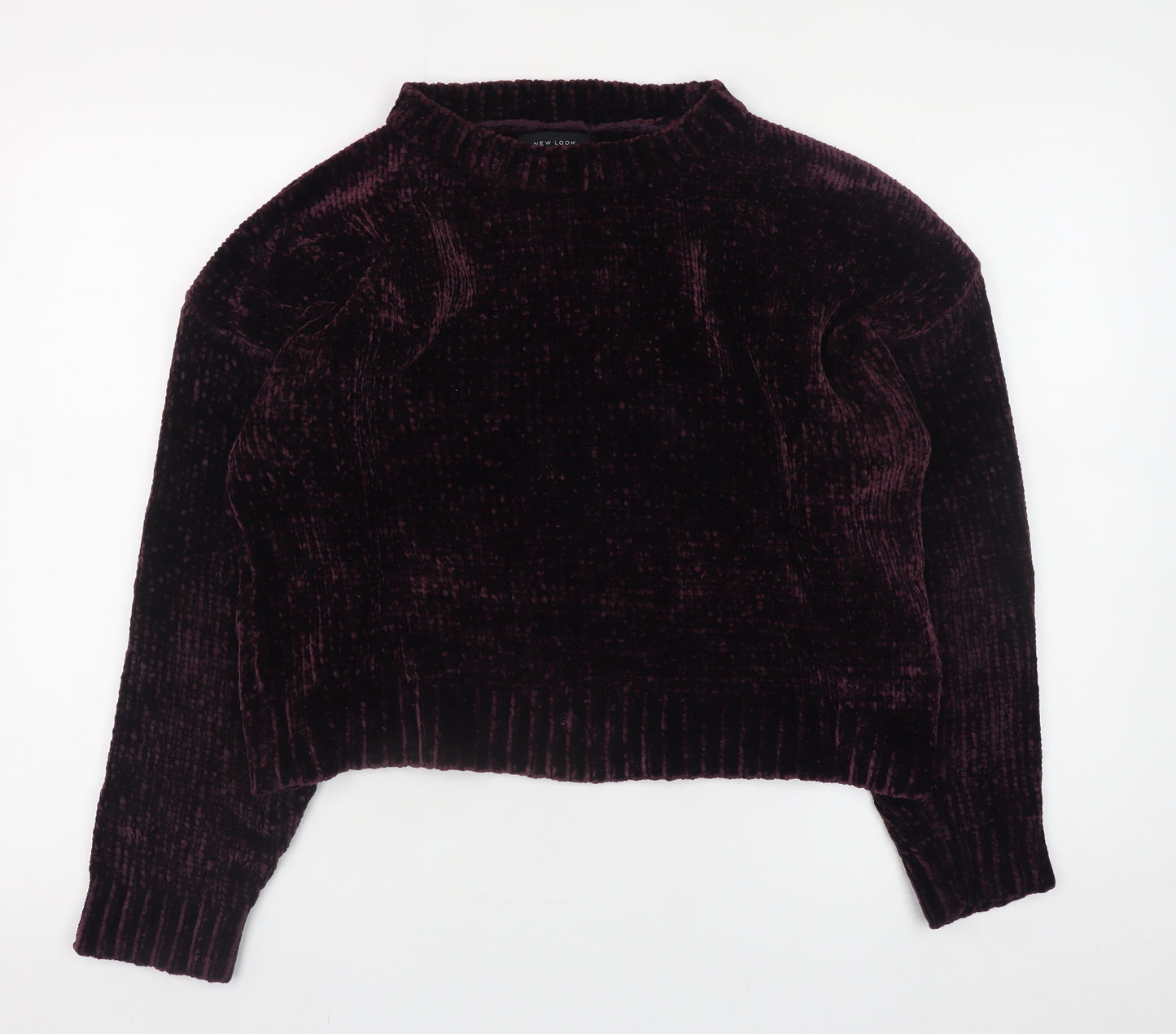 New Look Women's Purple Velvet Crew Neck Long Sleeve Jumper Size M