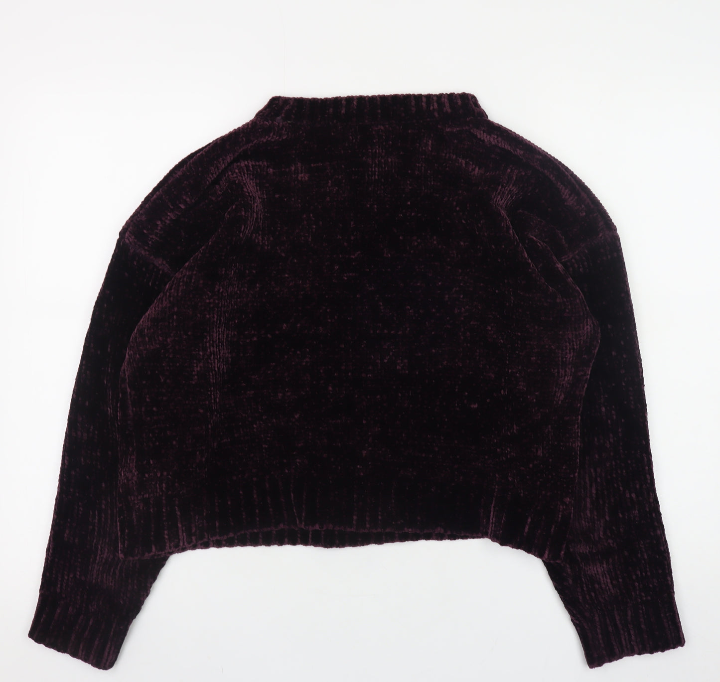 New Look Women's Purple Velvet Crew Neck Long Sleeve Jumper Size M