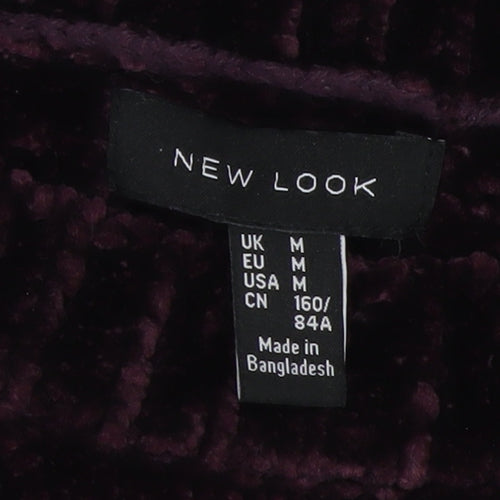 New Look Women's Purple Velvet Crew Neck Long Sleeve Jumper Size M