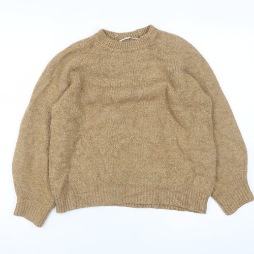 Mango Women Beige Wool Blend Pullover Jumper XS Classic Knit