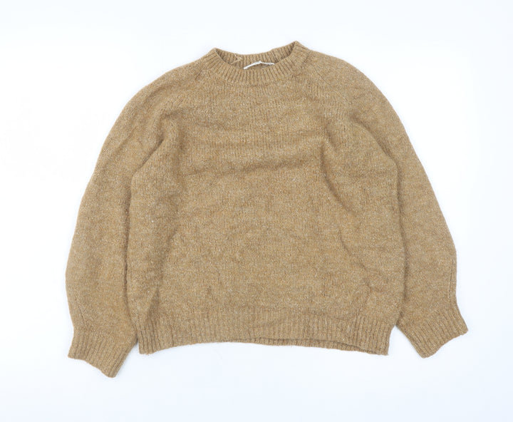 Mango Women Beige Wool Blend Pullover Jumper XS Classic Knit