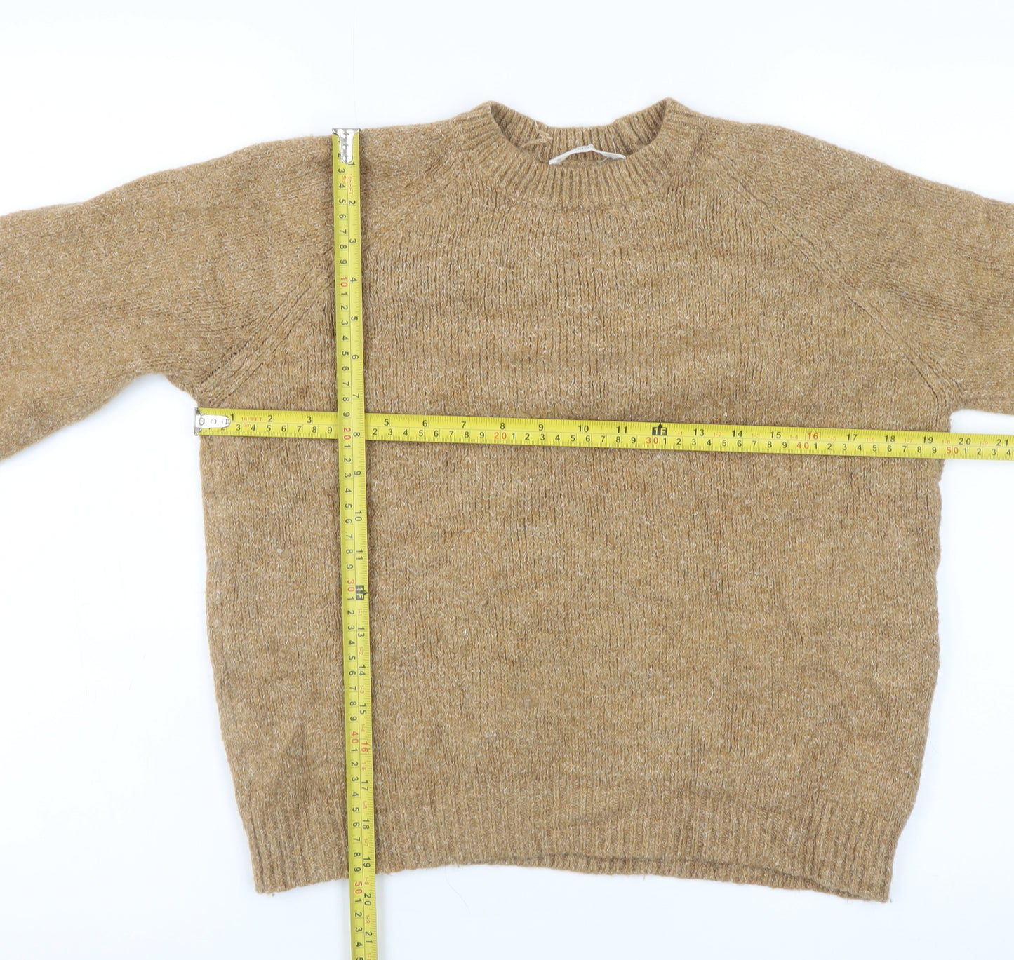 Mango Women Beige Wool Blend Pullover Jumper XS Classic Knit