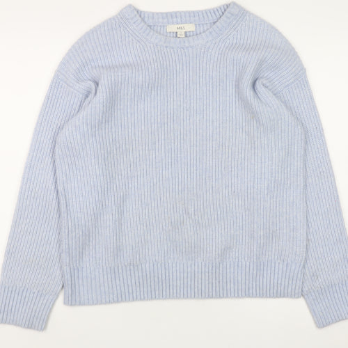 Marks and Spencer Women Blue Crew Neck Chunky Knit Pullover Jumper M