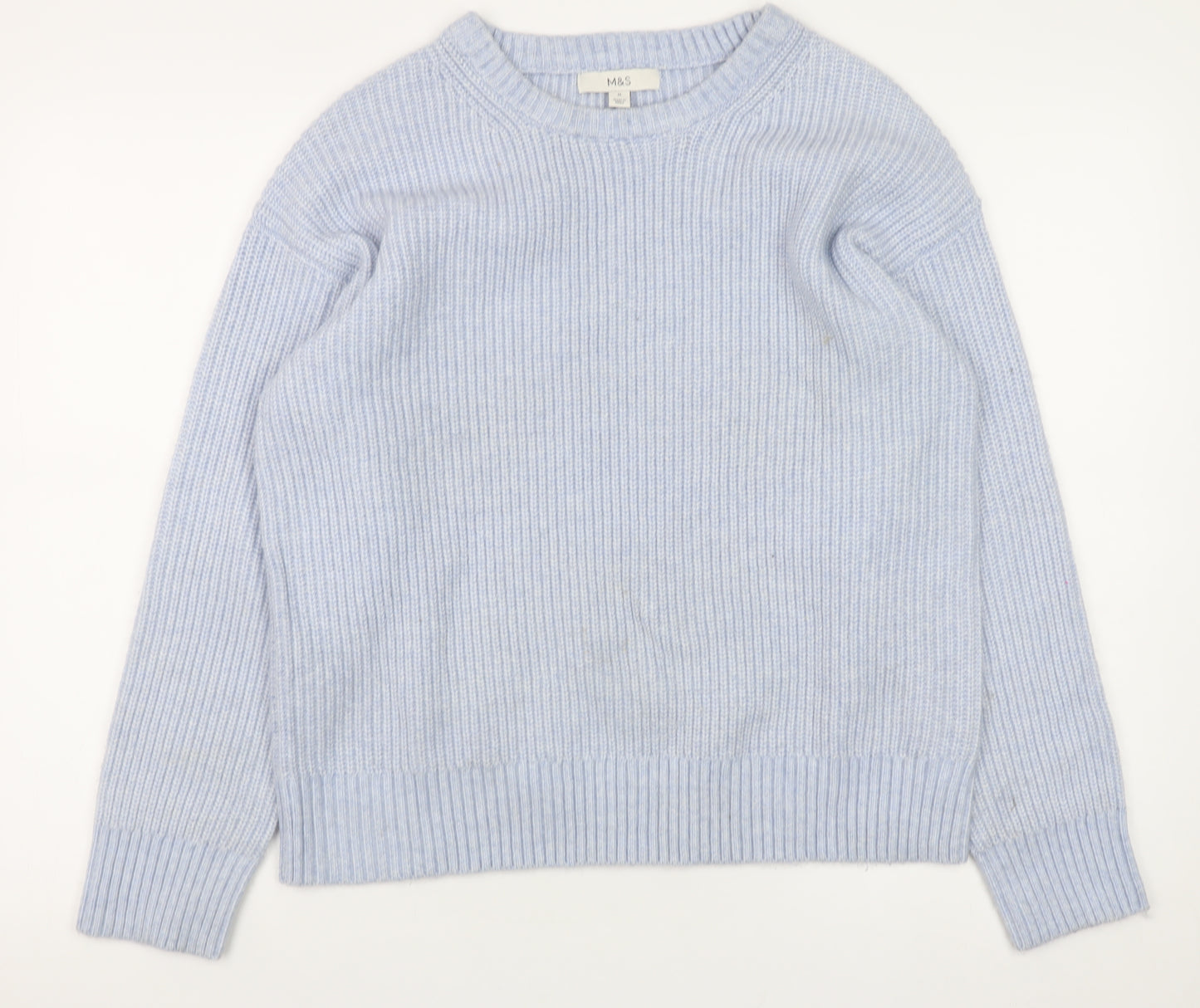 Marks and Spencer Women Blue Crew Neck Chunky Knit Pullover Jumper M