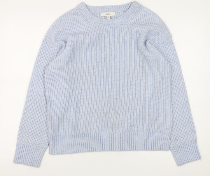 Marks and Spencer Women Blue Crew Neck Chunky Knit Pullover Jumper M
