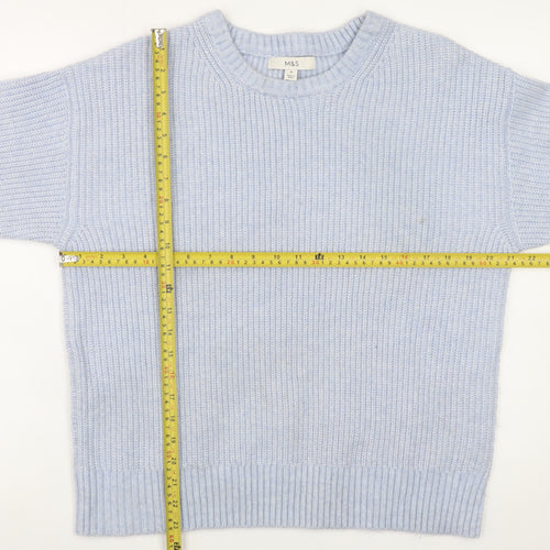 Marks and Spencer Women Blue Crew Neck Chunky Knit Pullover Jumper M