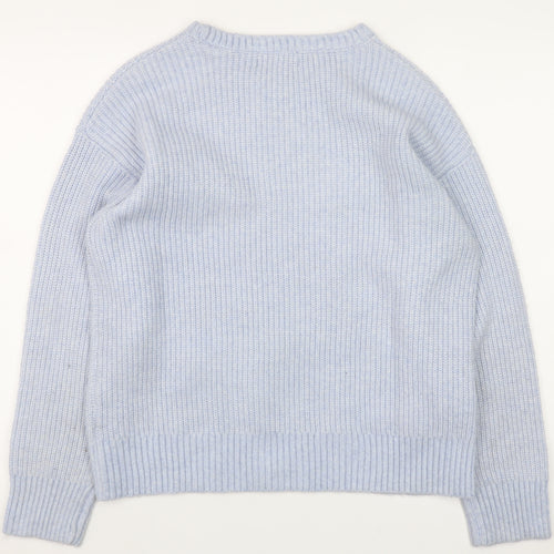 Marks and Spencer Women Blue Crew Neck Chunky Knit Pullover Jumper M