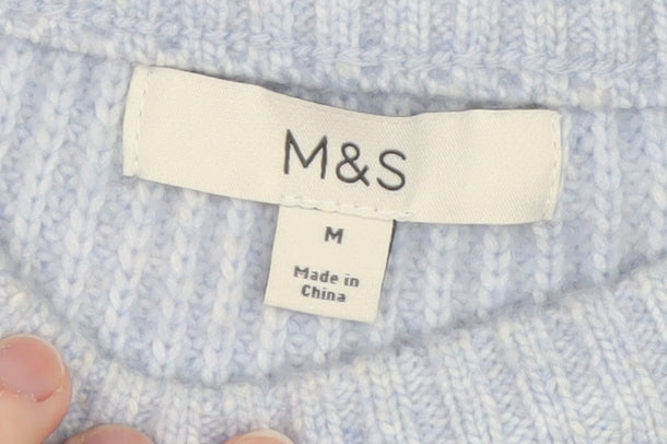 Marks and Spencer Women Blue Crew Neck Chunky Knit Pullover Jumper M