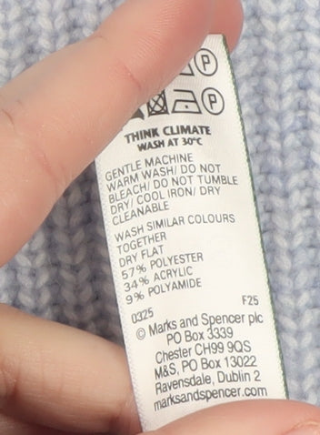 Marks and Spencer Women Blue Crew Neck Chunky Knit Pullover Jumper M