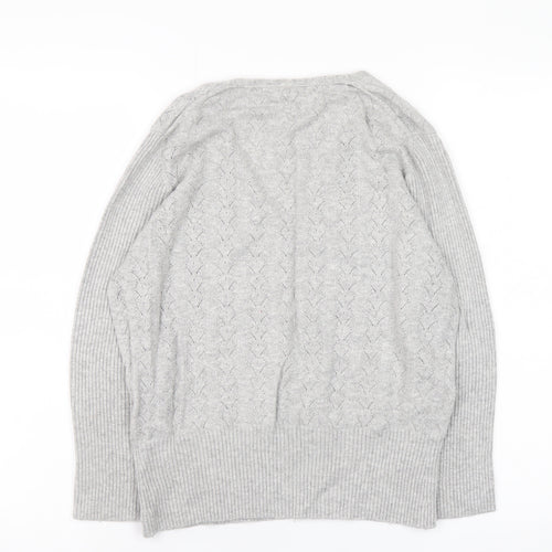 Next Women Grey V-Neck Long Sleeve Knit Jumper Size 18