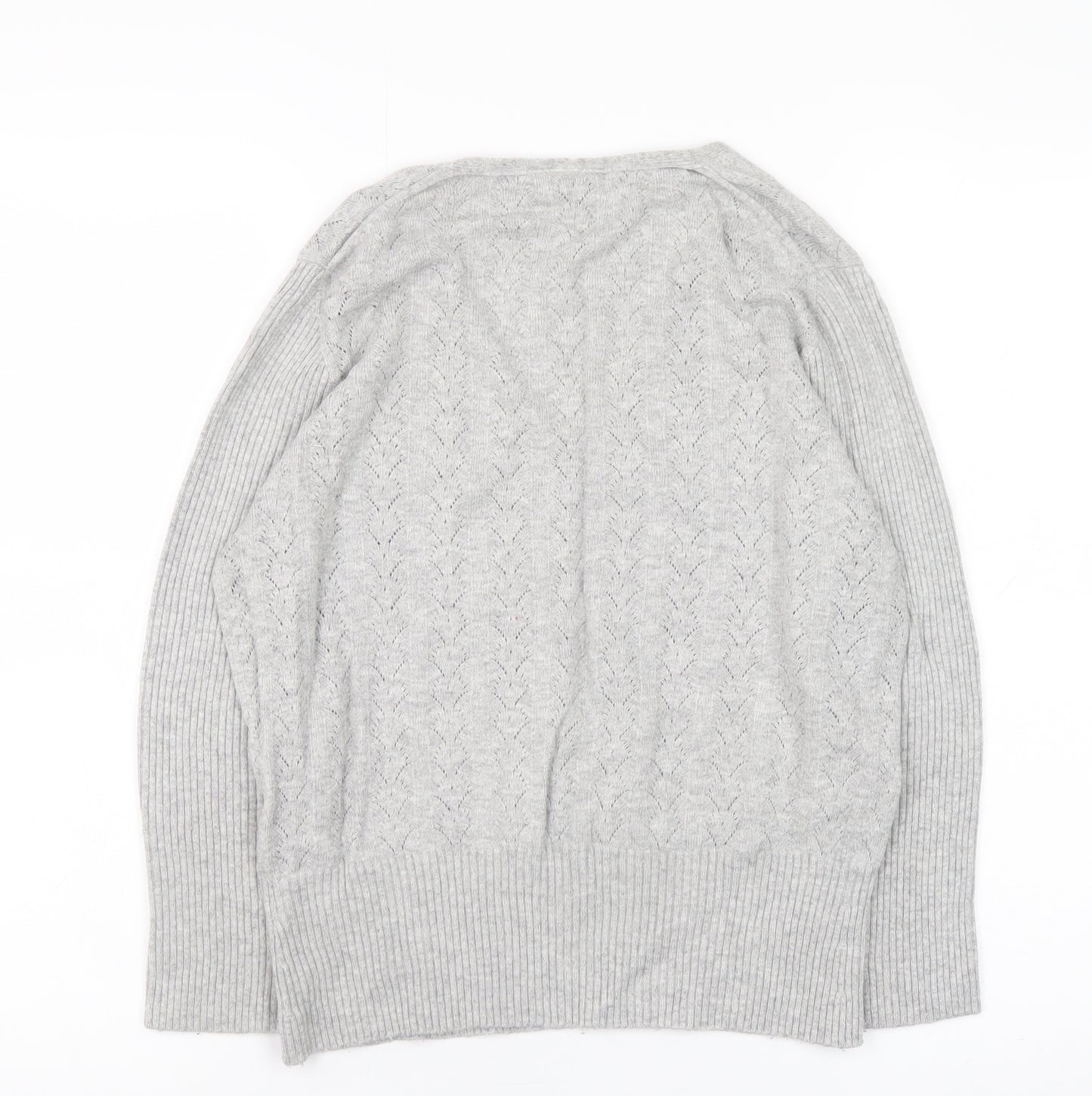 Next Women Grey V-Neck Long Sleeve Knit Jumper Size 18