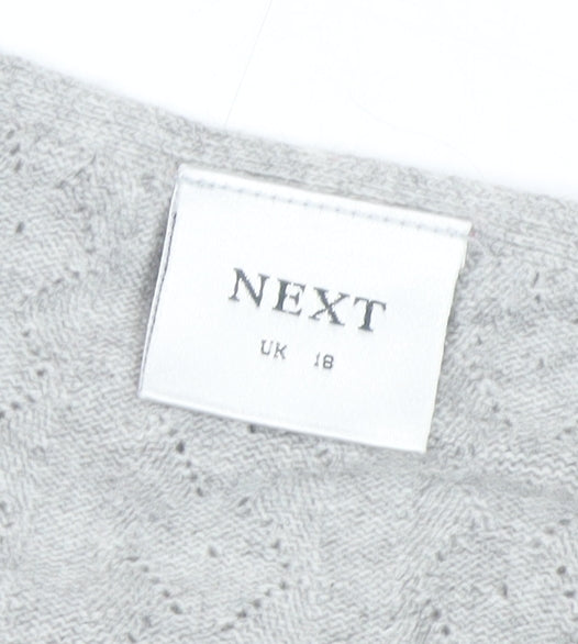 Next Women Grey V-Neck Long Sleeve Knit Jumper Size 18
