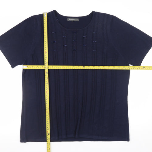 Bonmarché Women’s Blue Beaded Short Sleeve Knit Pullover Jumper L