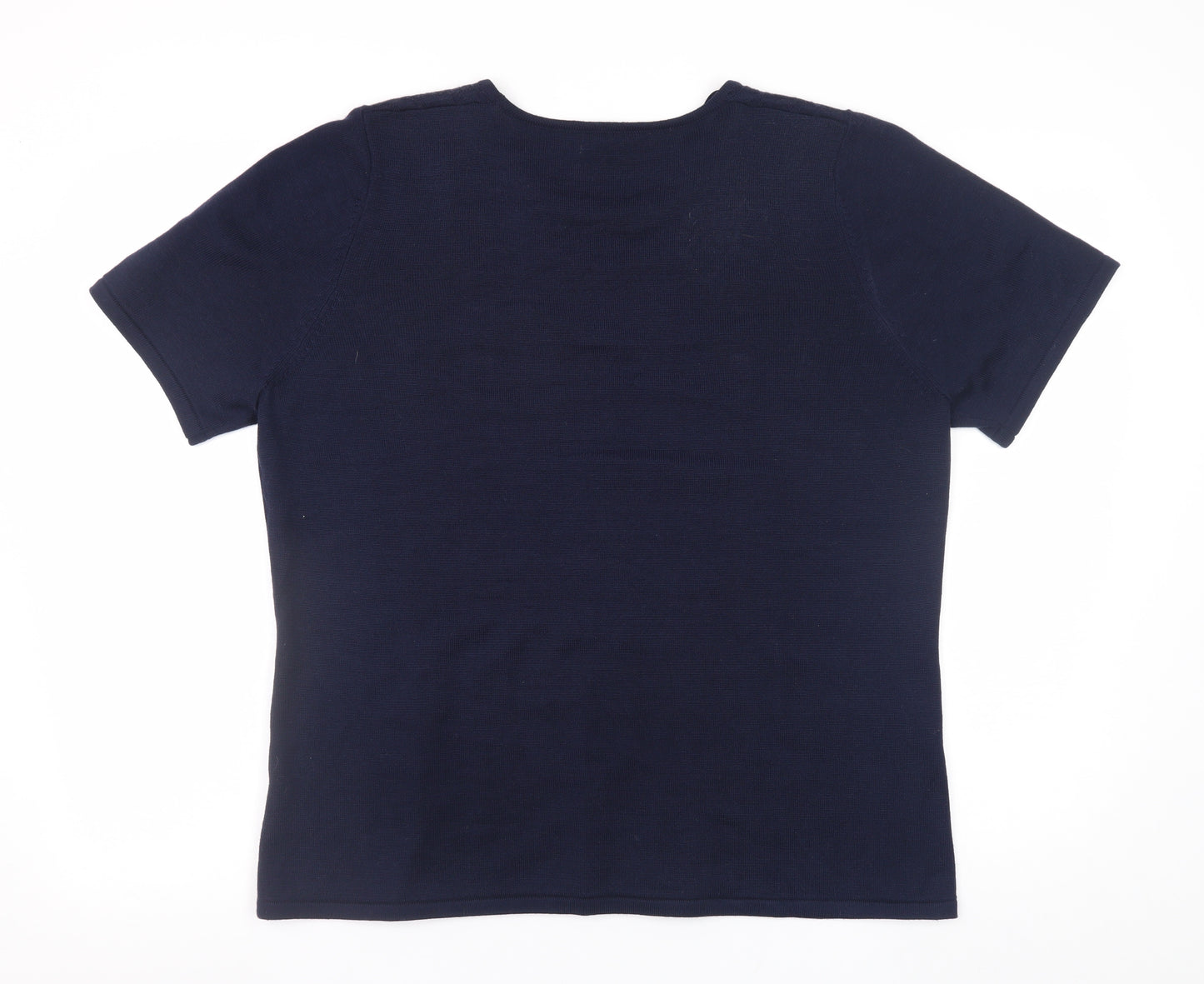 Bonmarché Women’s Blue Beaded Short Sleeve Knit Pullover Jumper L