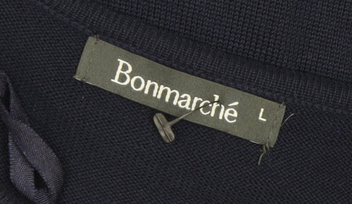 Bonmarché Women’s Blue Beaded Short Sleeve Knit Pullover Jumper L