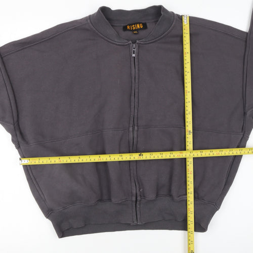Rising Women Grey Full Zip Sweatshirt M/L Cotton Blend Casual