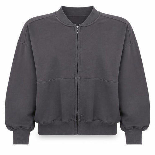 Rising Women Grey Full Zip Sweatshirt M/L Cotton Blend Casual