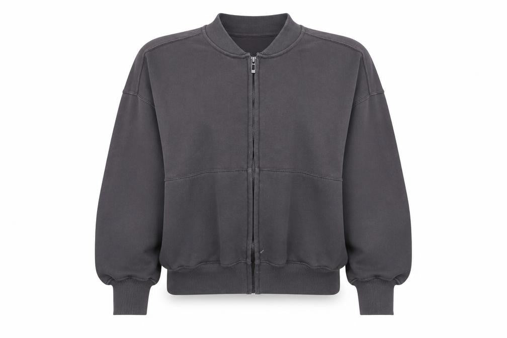 Rising Women Grey Full Zip Sweatshirt M/L Cotton Blend Casual