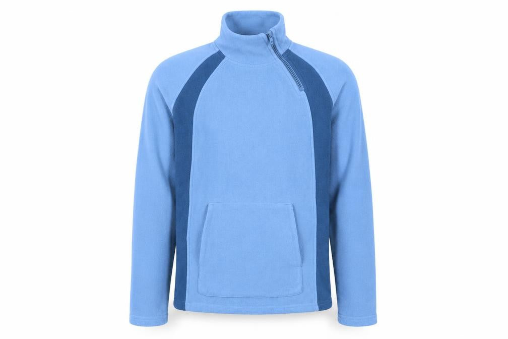Front view of Harry Hall Men's Blue Fleece 1/4 Zip Pullover Sweatshirt, size M