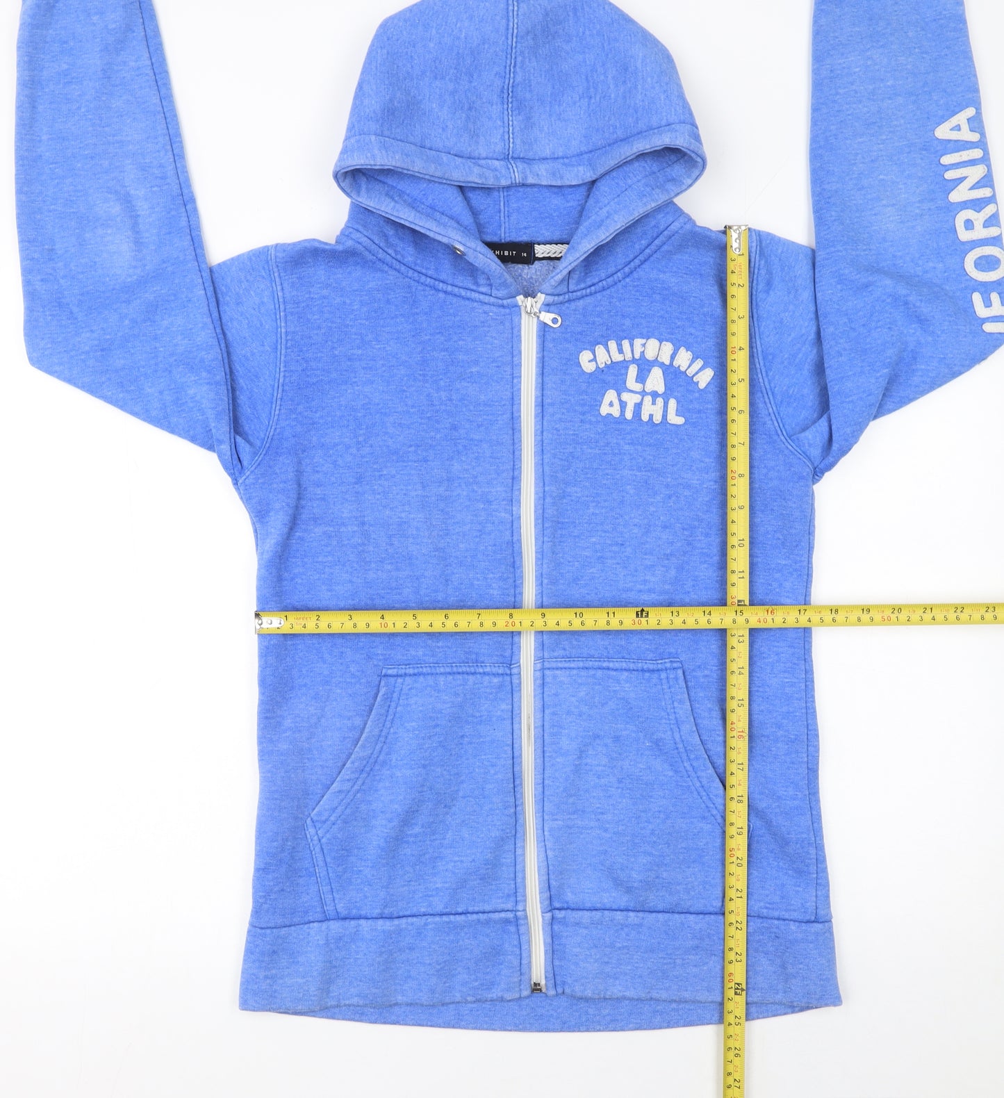Exhibit Womens Blue Full Zip Hoodie Size 14 California Print