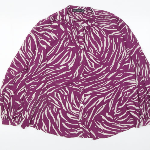 Marks and Spencer Women’s Purple Animal Print Blouse Size 10 Long Sleeve