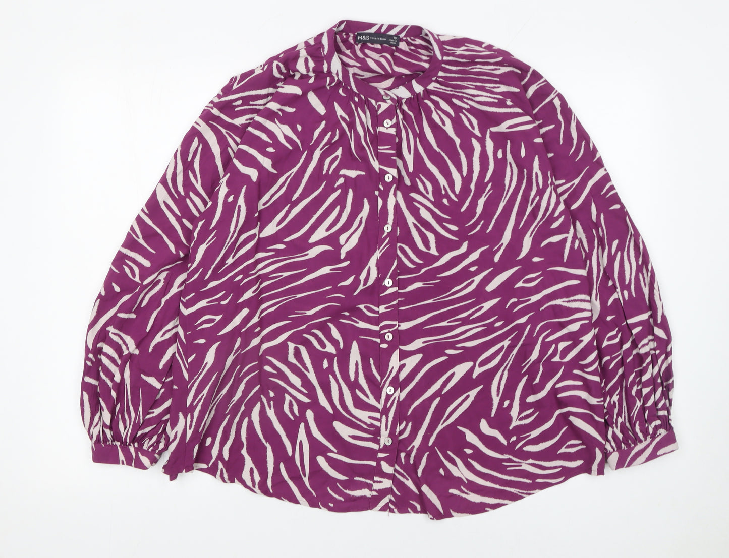 Marks and Spencer Women’s Purple Animal Print Blouse Size 10 Long Sleeve