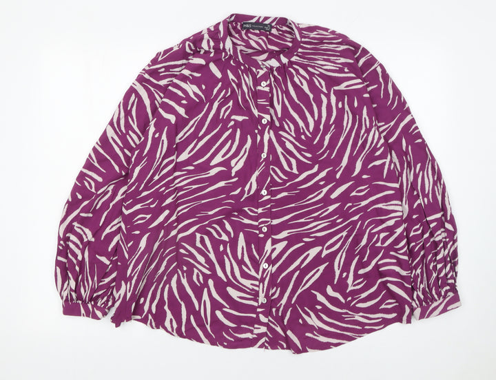 Marks and Spencer Women’s Purple Animal Print Blouse Size 10 Long Sleeve