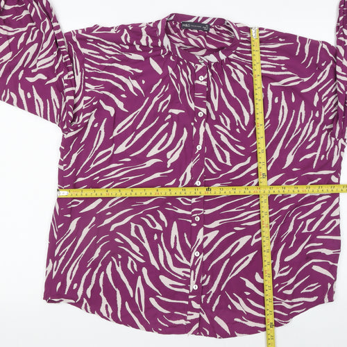 Marks and Spencer Women’s Purple Animal Print Blouse Size 10 Long Sleeve