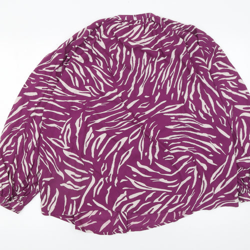 Marks and Spencer Women’s Purple Animal Print Blouse Size 10 Long Sleeve