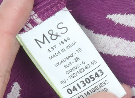 Marks and Spencer Women’s Purple Animal Print Blouse Size 10 Long Sleeve