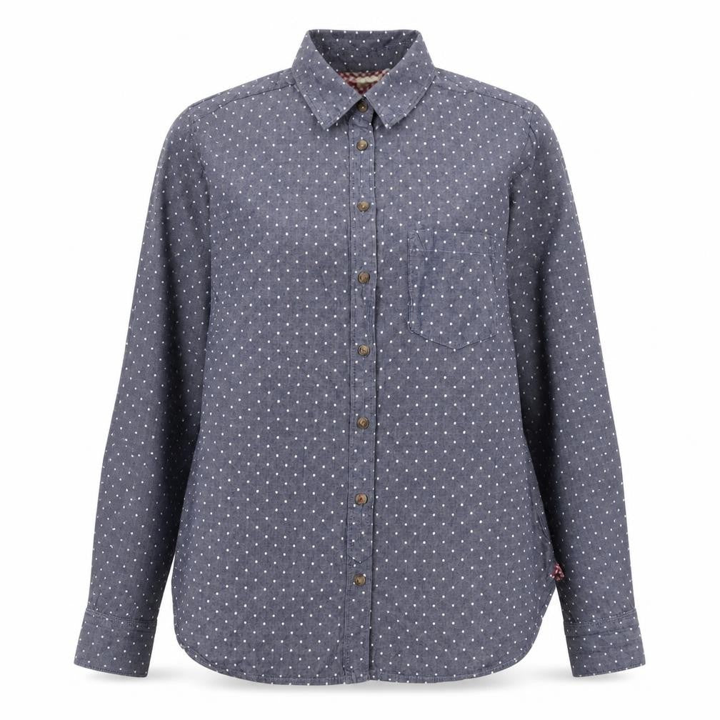 H&M Women’s Blue Polka Dot Cotton Button-Up Shirt Size 10