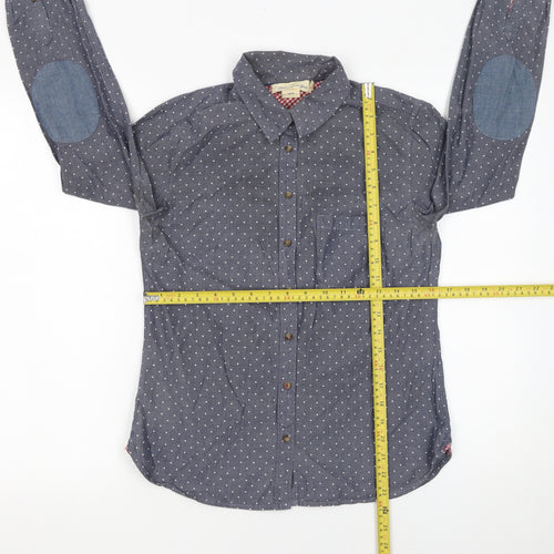 H&M Women’s Blue Polka Dot Cotton Button-Up Shirt Size 10