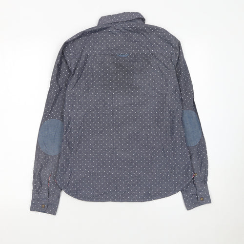 H&M Women’s Blue Polka Dot Cotton Button-Up Shirt Size 10