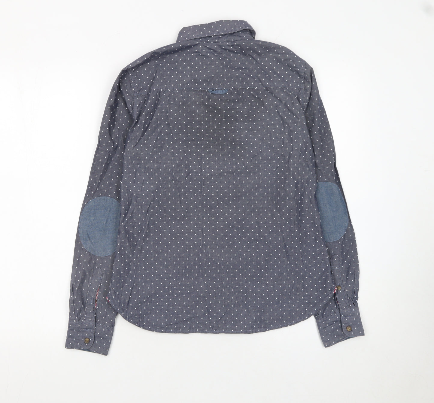 H&M Women’s Blue Polka Dot Cotton Button-Up Shirt Size 10