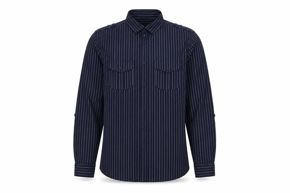 Burton Men's Blue Striped Long Sleeve Cotton Button-Up Shirt L