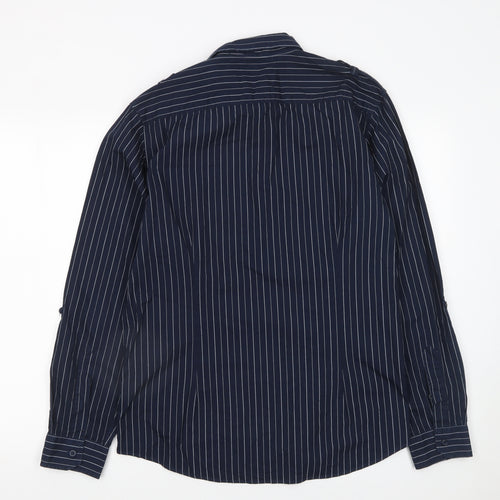 Burton Men's Blue Striped Long Sleeve Cotton Button-Up Shirt L