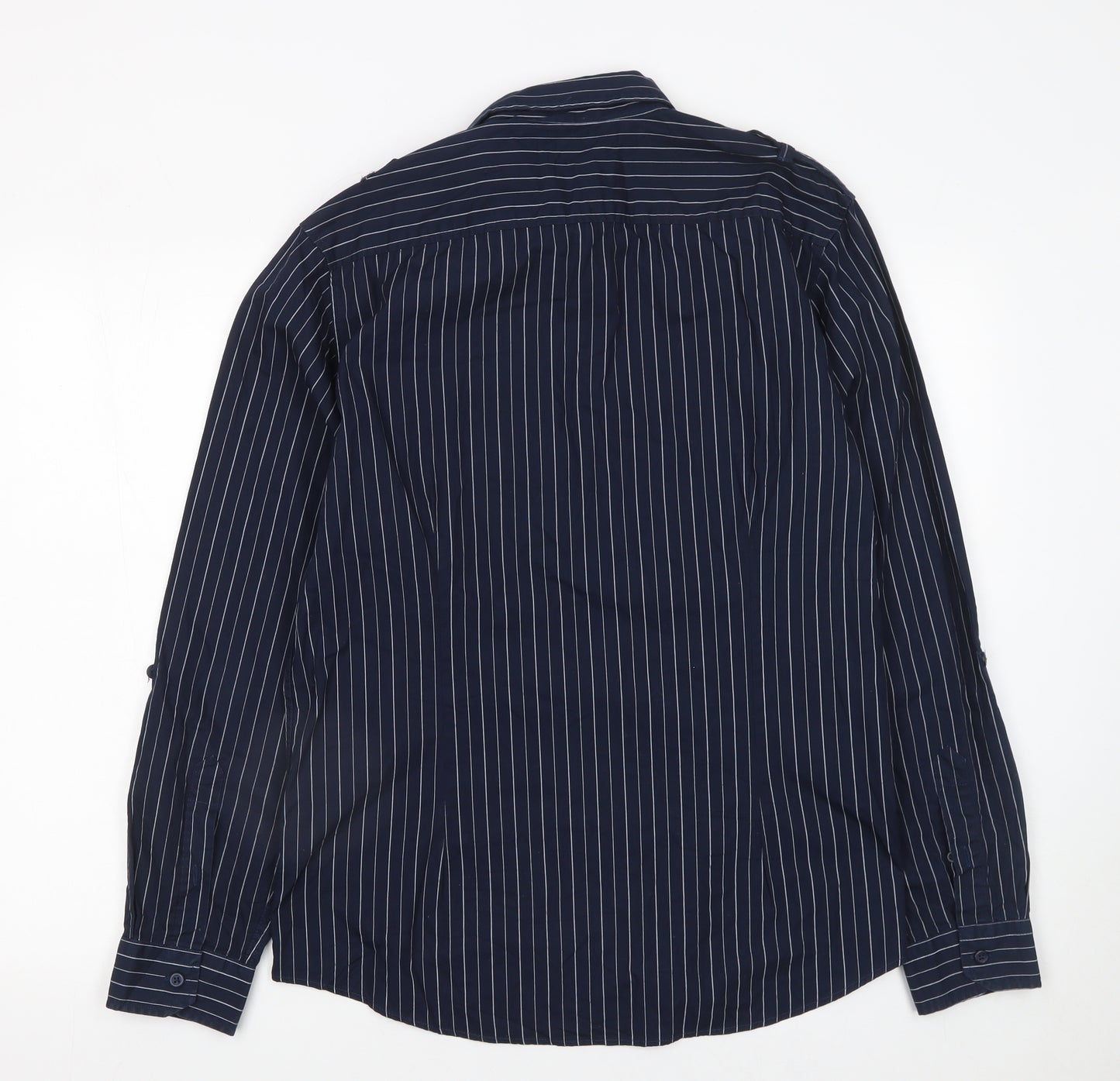 Burton Men's Blue Striped Long Sleeve Cotton Button-Up Shirt L