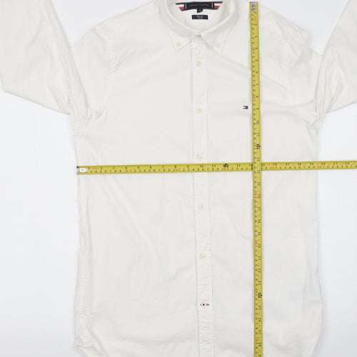 Tommy Hilfiger Men’s White Slim Fit Button-Up Shirt Size M