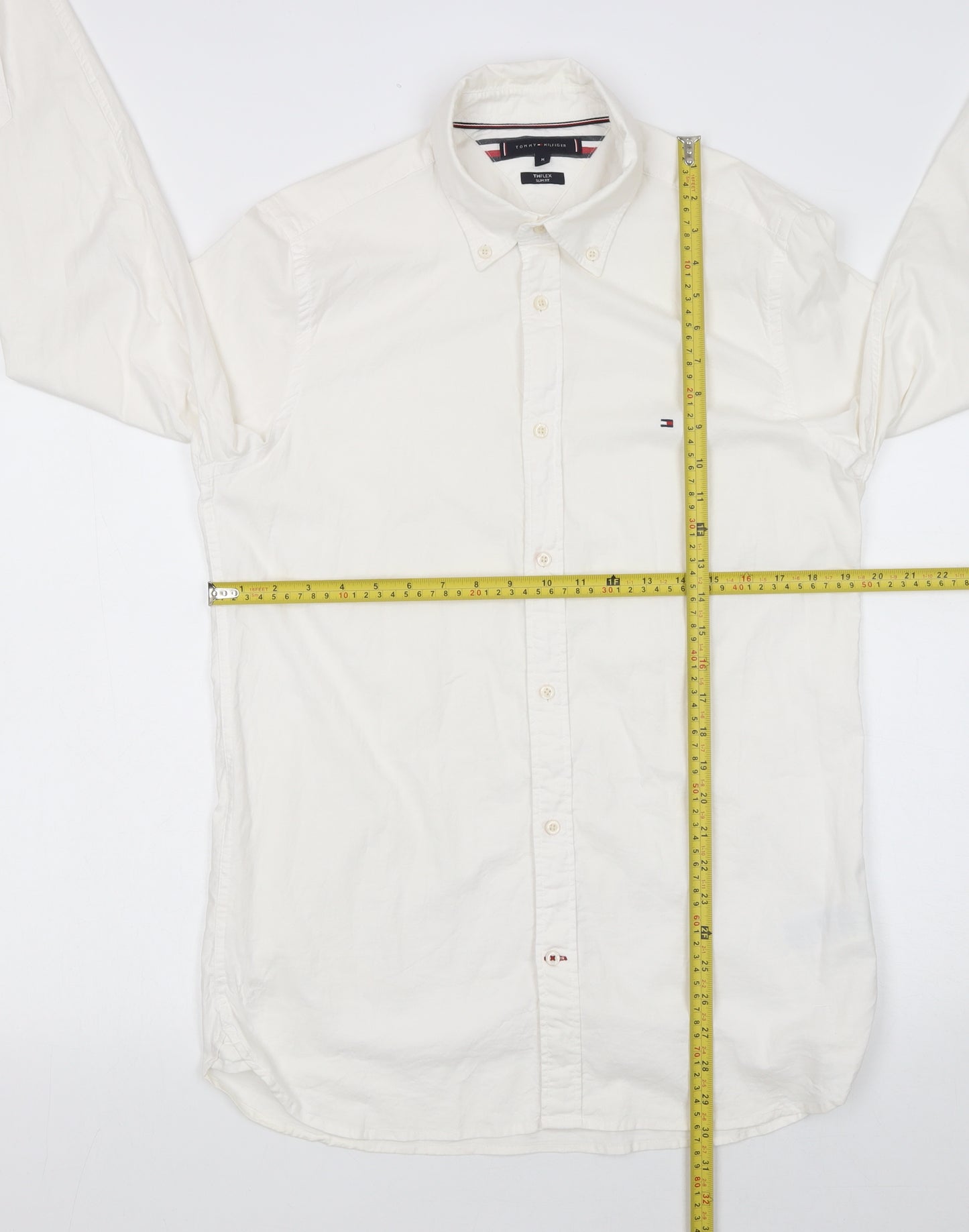 Tommy Hilfiger Men’s White Slim Fit Button-Up Shirt Size M
