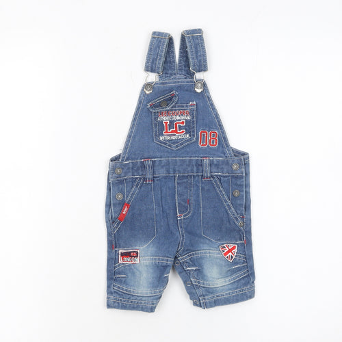 Lee Cooper Boys Blue Denim Romper 3-6 Months Adjustable Dungaree Style