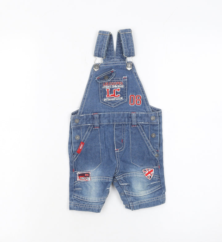 Lee Cooper Boys Blue Denim Romper 3-6 Months Adjustable Dungaree Style
