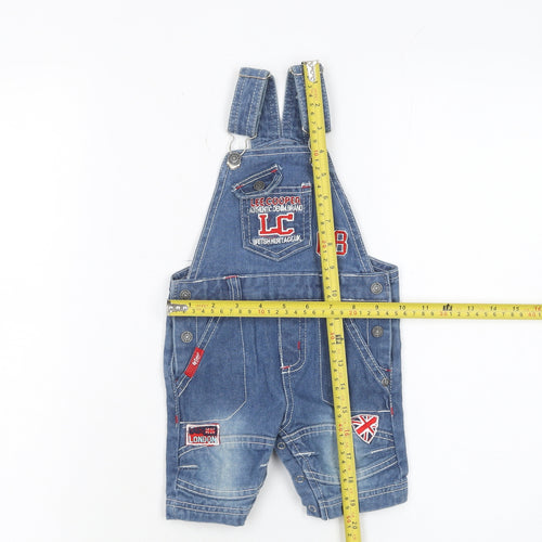 Lee Cooper Boys Blue Denim Romper 3-6 Months Adjustable Dungaree Style