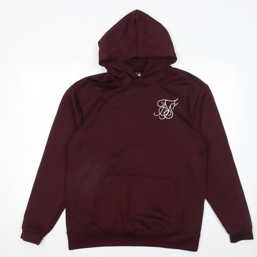 SikSilk Men's Brown Pullover Hoodie Size S Slim Fit Logo Sweatshirt