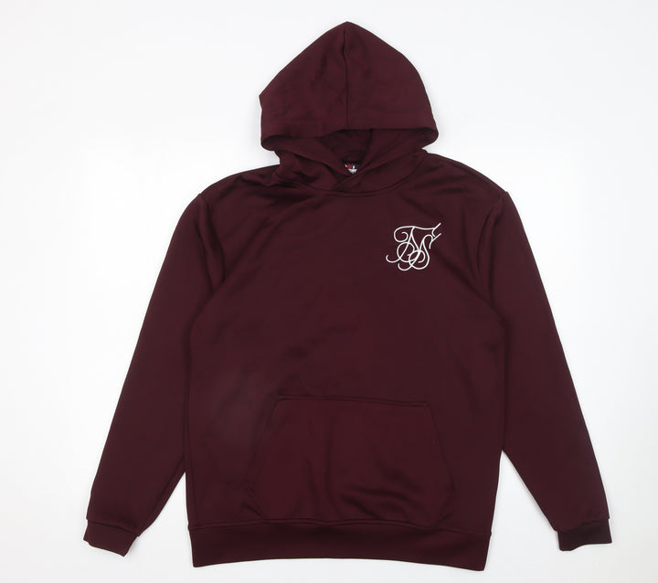 SikSilk Men's Brown Pullover Hoodie Size S Slim Fit Logo Sweatshirt