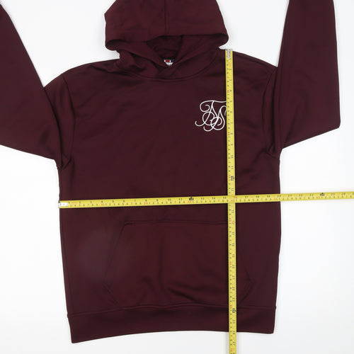 SikSilk Men's Brown Pullover Hoodie Size S Slim Fit Logo Sweatshirt