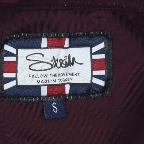 SikSilk Men's Brown Pullover Hoodie Size S Slim Fit Logo Sweatshirt